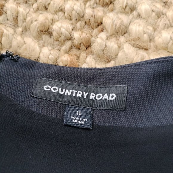 Country Road Size 10 12 Skirt Black A Line Asymmetric Side Slit Oxford Corporate - Picture 4 of 8